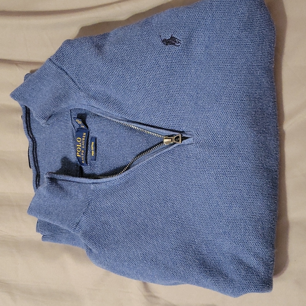 Polo Ralph Lauren Pima Cotton XLarge Blue Quarter Zip Sweater
